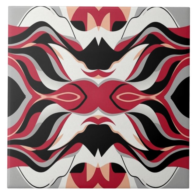 Symmetrical Red and Black Abstract Flow Pattern (Frente)