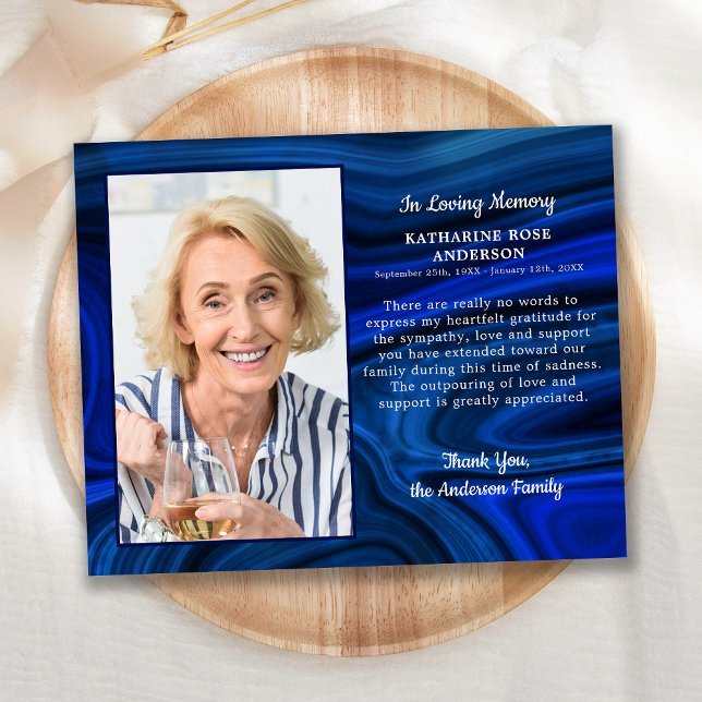 Sympathy Funeral Thank You Photo Blue Marble (Criador carregado)