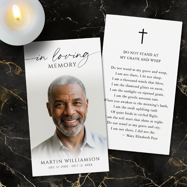 Sympathy Photo Poem Funeral Prayer Card (Criador carregado)