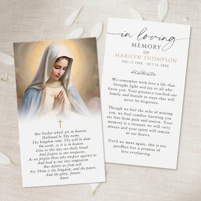 Sympathy Religious Virgin Mary Photo Prayer Card (Criador carregado)