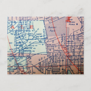 SYRACUSE, NY Vintage Map Cartão postal