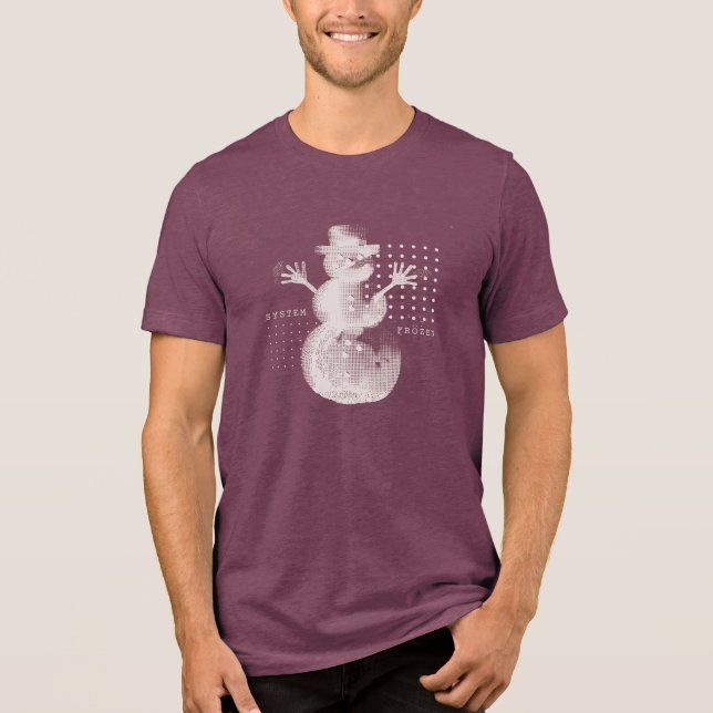 System Frozen Glitch Halftone Snowman Tech T-Shirt (Frente)