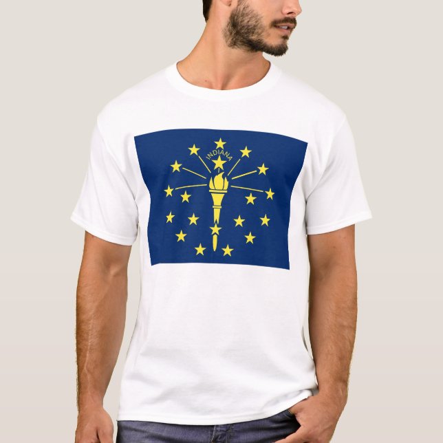 T Camisa com Bandeira do Estado de Indiana EUA (Frente)