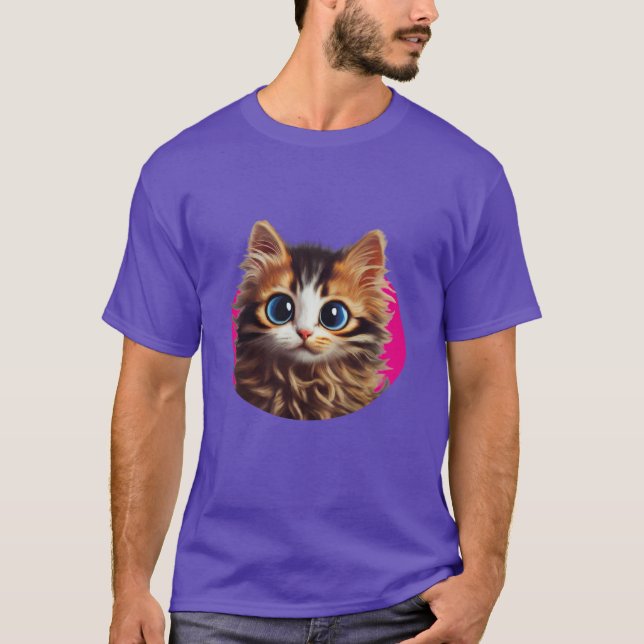 t camisa com design de gato fofo (Frente)