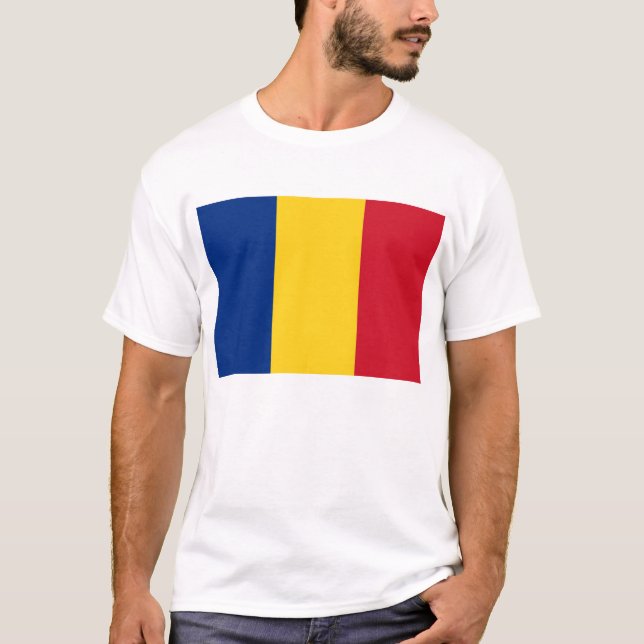 T Camisa com pavilhão da Romênia (Frente)