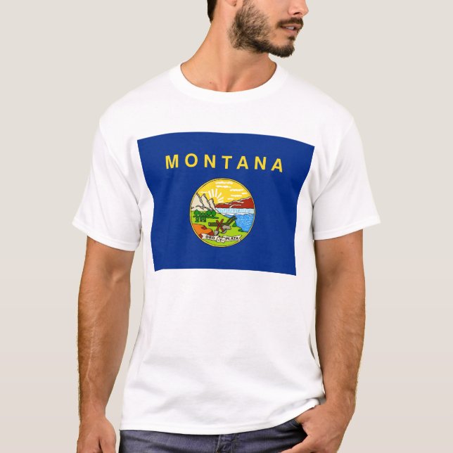 T Camisa com pavilhão do Estado de Montana nos EUA (Frente)
