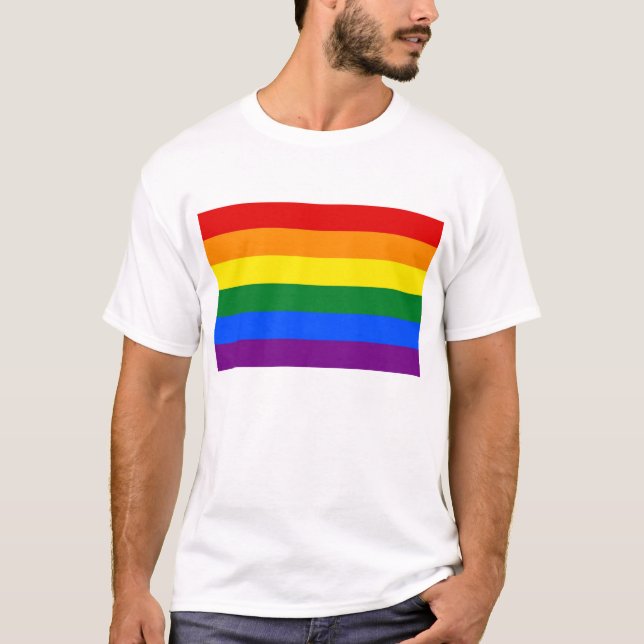 T Camisa com Sinalizador LGBT Arco-Íris (Frente)