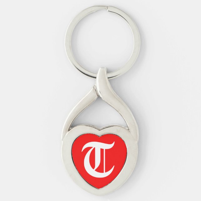 "T" Chaveiro de Coração Vermelho (Frente)