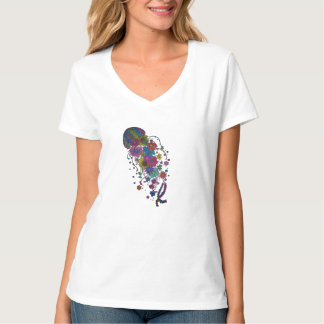 T-Colorida Camiseta Mandala de Água-viva Floral