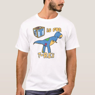 T é para a camiseta da criança de T-Rex (o esbo