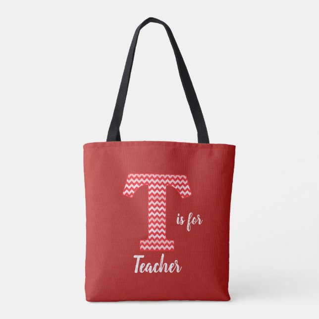 T é para o professor Red Tote Bag (Verso)