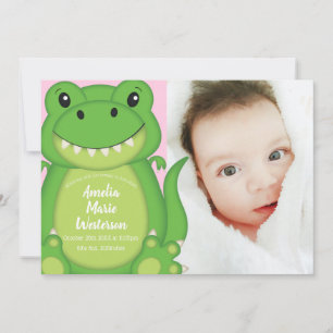 T-Rex Anúncio de Bebê Dinossauro Rosa