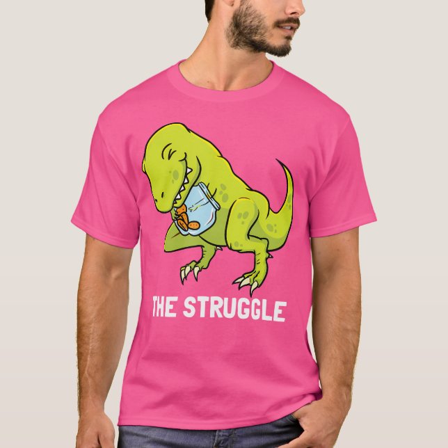 T-Rex Camisa De Braços Curtos Sem Cookies Lutando  (Frente)