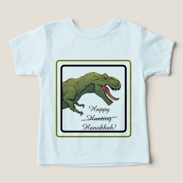 T-Rex Dinossaur Hanukkah Unisex Bebê (Design frontal)