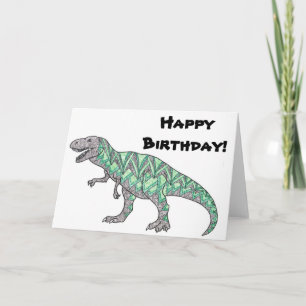 T-Rex Diz Feliz Aniversário! Cartão de Aniversá