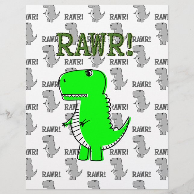 T-Rex Fofo e Irritado com Padrão Preto e Branco (Frente)