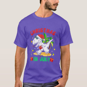 T Rex Natal em julho Camisa para Meninos Toddler