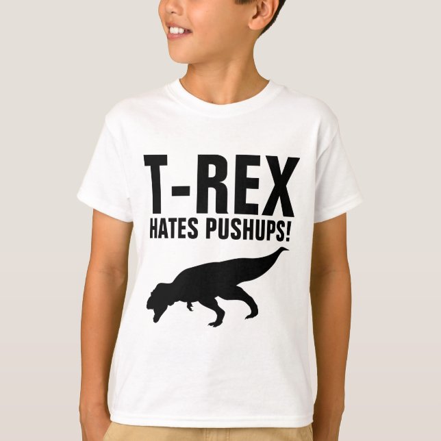 T-REX ODEIA FLEXÕES! Camisetas engraçadas (Frente)