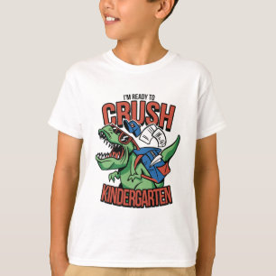 T-rex pronto para esmagar o design da camiseta do
