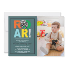 T-Rex Rugido | Convite de Foto de Aniversário de F