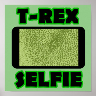 T-Rex Selfie Sinal de Poster Dinossauro Engraçado