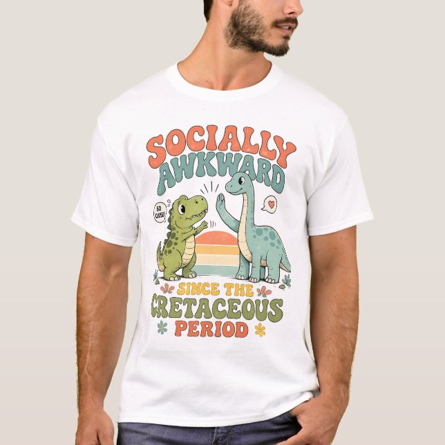 T-Rex Socialmente Desajeitado Camisa Engraçada de  (Frente)