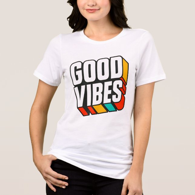 T-Shirt 3D em Boas Vibes (Frente)
