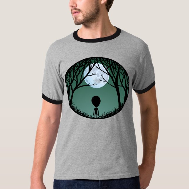 T-shirt Alienígena de homem w. Camisas de Lua (Frente)