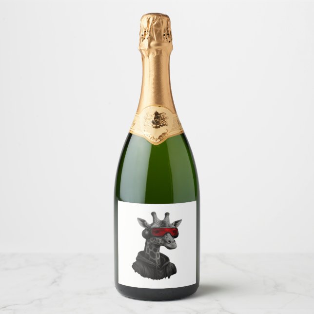 T-Shirt Clássico com girafa abstrato vermelha e ne (Frente)