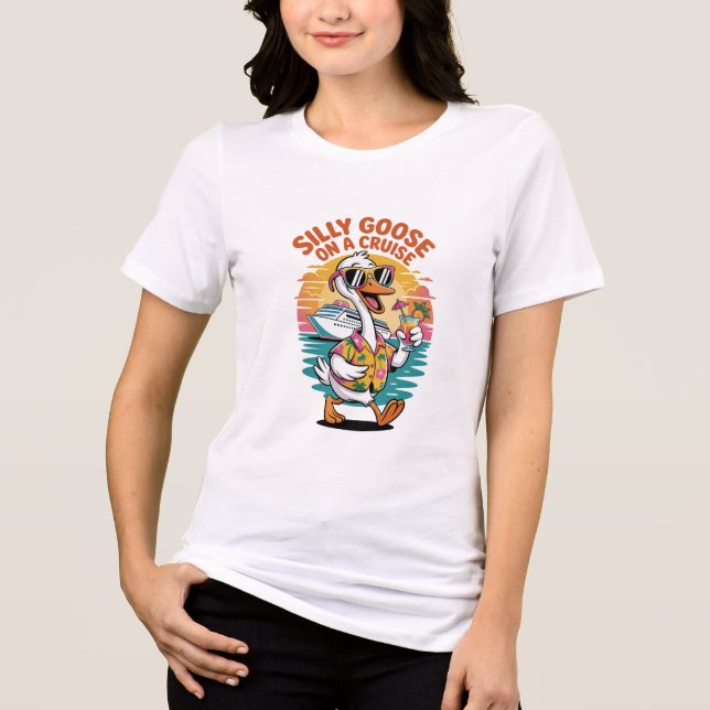 T-shirt Combinando de Ganso Tolo Em Um Cruzeiro (Frente)