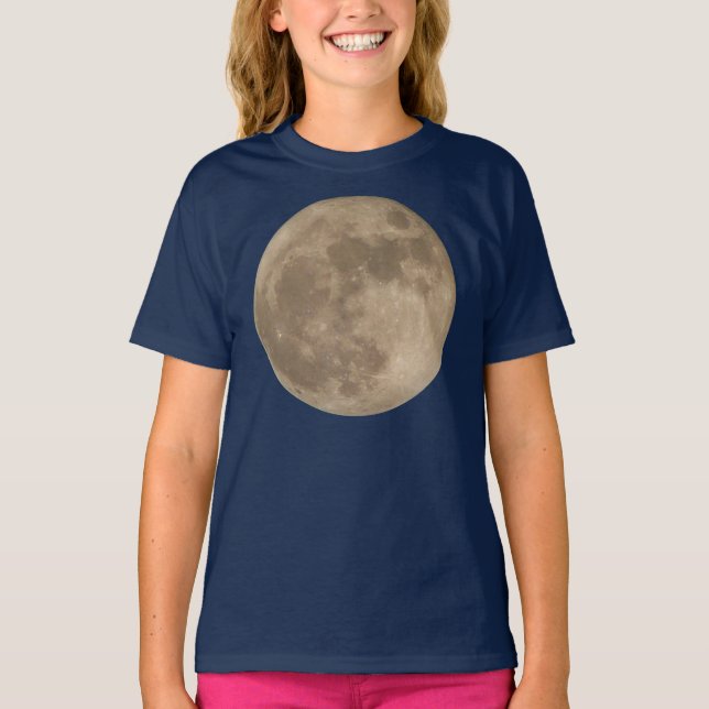 T-shirt da Lua cheia da camisa da lua da menina & (Frente)