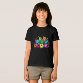 T-shirt de desenho animado colorido da equipe do m