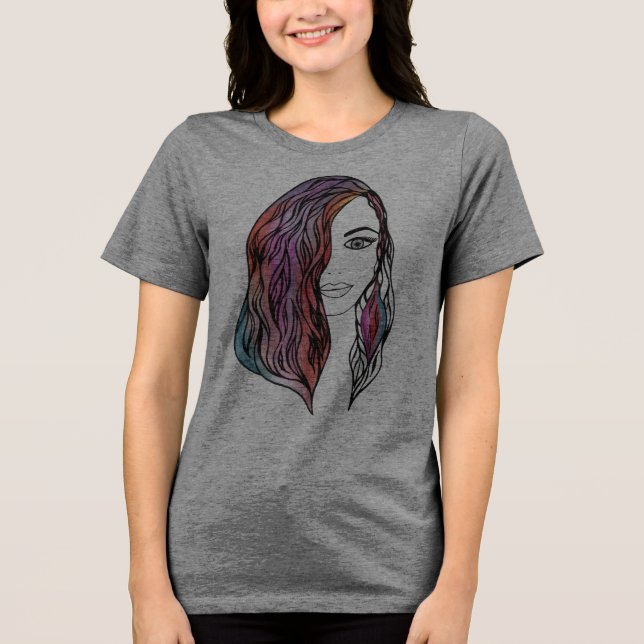 T-shirt de mulheres bonitas com uma fotografia (Frente)