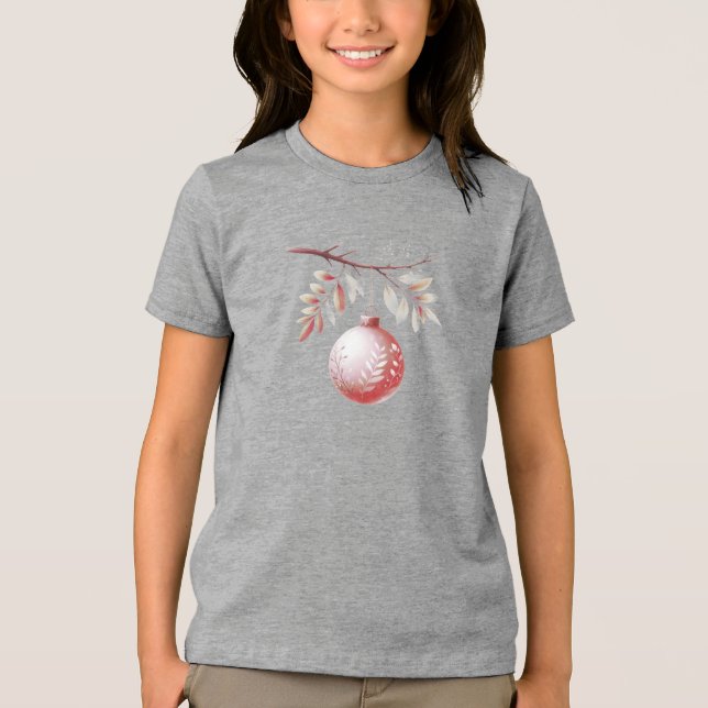 T-Shirt de Natal Decorativo, Cor-de-Rosa (Frente)
