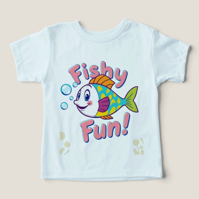 T-Shirt De Peixes De Cartoon De Diversão (Design frontal)