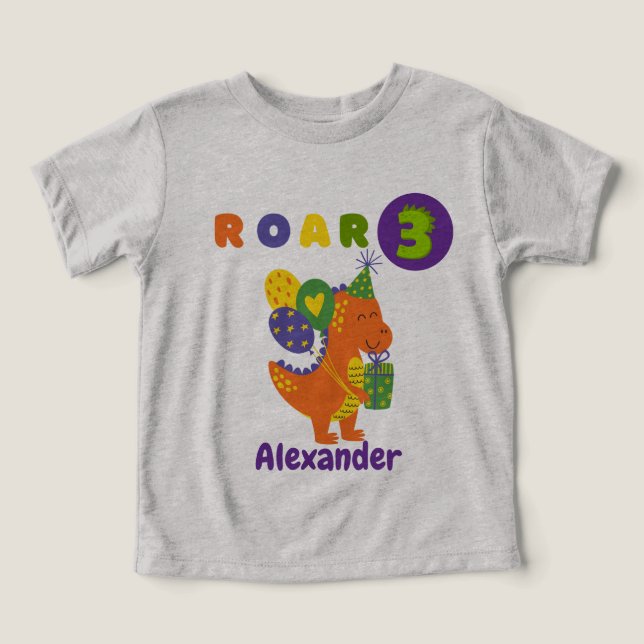 T-Shirt Dino-tastic Festa de aniversário Toddler (Design frontal)
