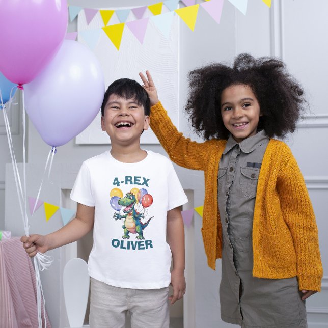 T-shirt do Dinossauro de Aniversário Personalizado (Criador carregado)