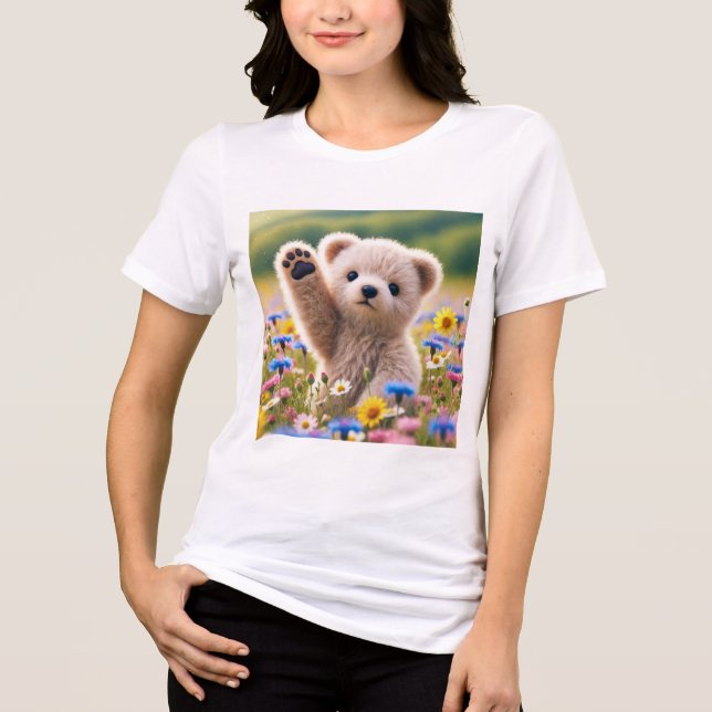 T-Shirt Foffy Bear Cub Waving T-Shirt para Mulhere (Frente)