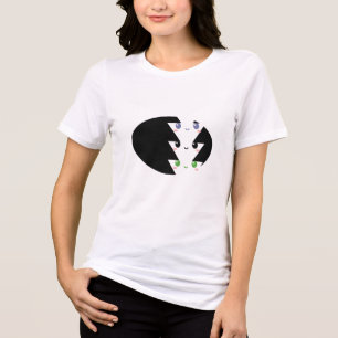 T-Shirt Geométrico Cute com Rostos Coloridos
