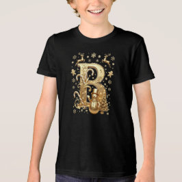 T-Shirt Gold Letter B Luxury Youth Triblend Black