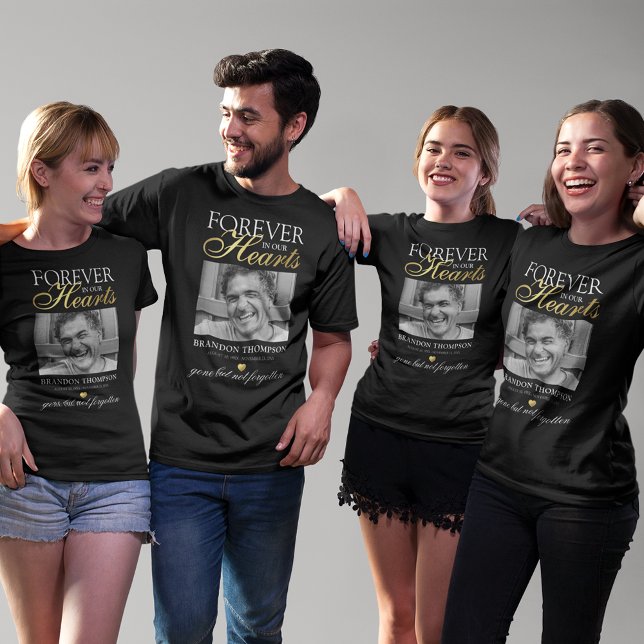 T-Shirt Memorial Dourado Funeral Preto (Criador carregado)