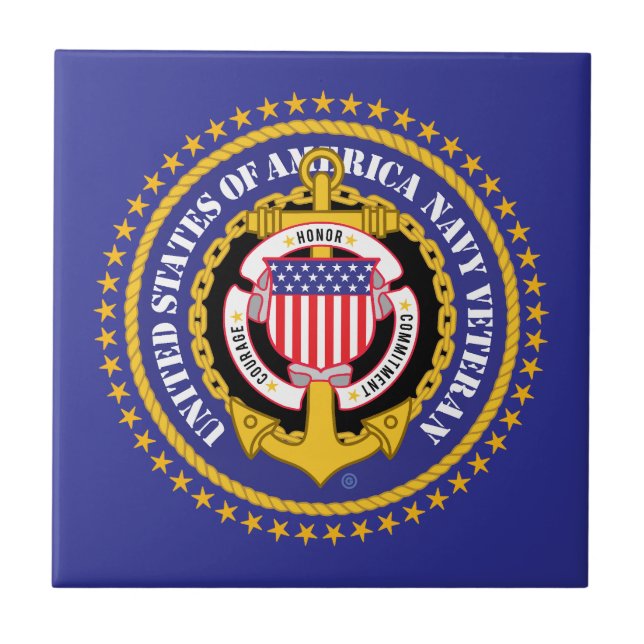 T-Shirt Navy Veteran 2 Ceramic Tile (Frente)