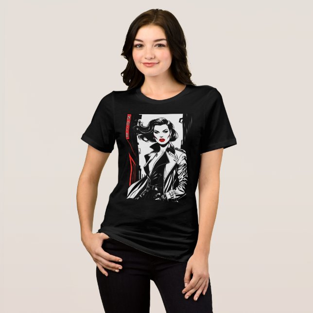 T-Shirt Noir Fatale Fold Femme (Frente Completa)