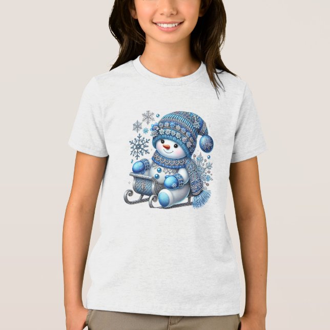 T-Shirt Snowman Holiday Deslizante (Frente)