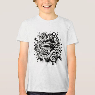 T-Shirt Tradicional de Dragões Asiáticos