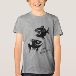 T-shirt Two scary fish, tattoo style, personalized