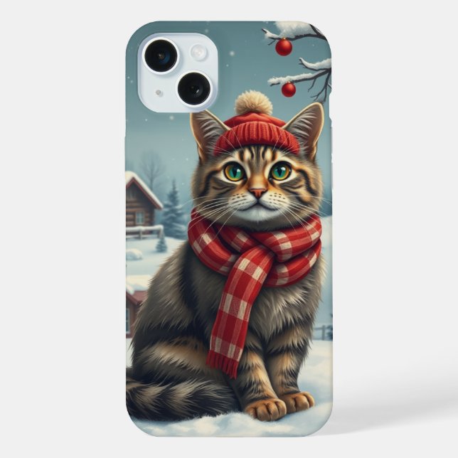 Tabby Cat em Preppy Winter Attyre and Hat (Verso)