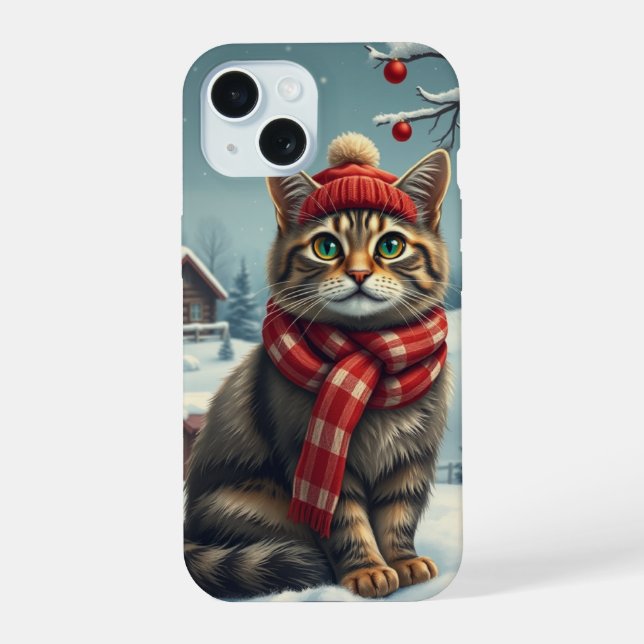 Tabby Cat em Preppy Winter Attyre and Hat (Verso)