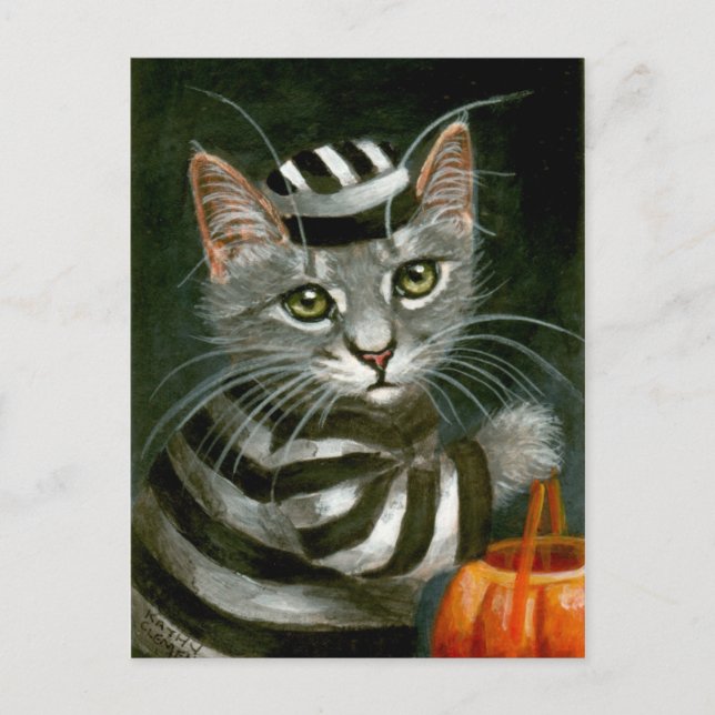 Tabby Cat Halloween Cartão postal (Frente)