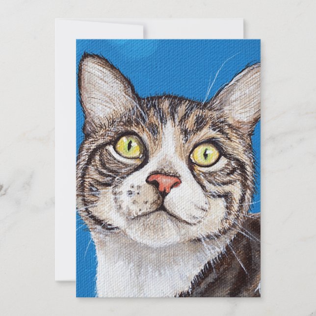 Tabby Cat Painting Flat Card (Frente)